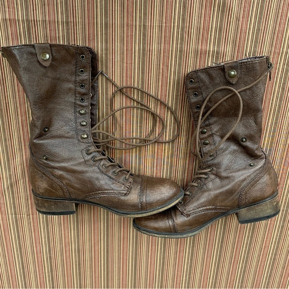 STEVE MADDEN leather Parto brown combat boots Size 8.5 - Picture 14 of 16